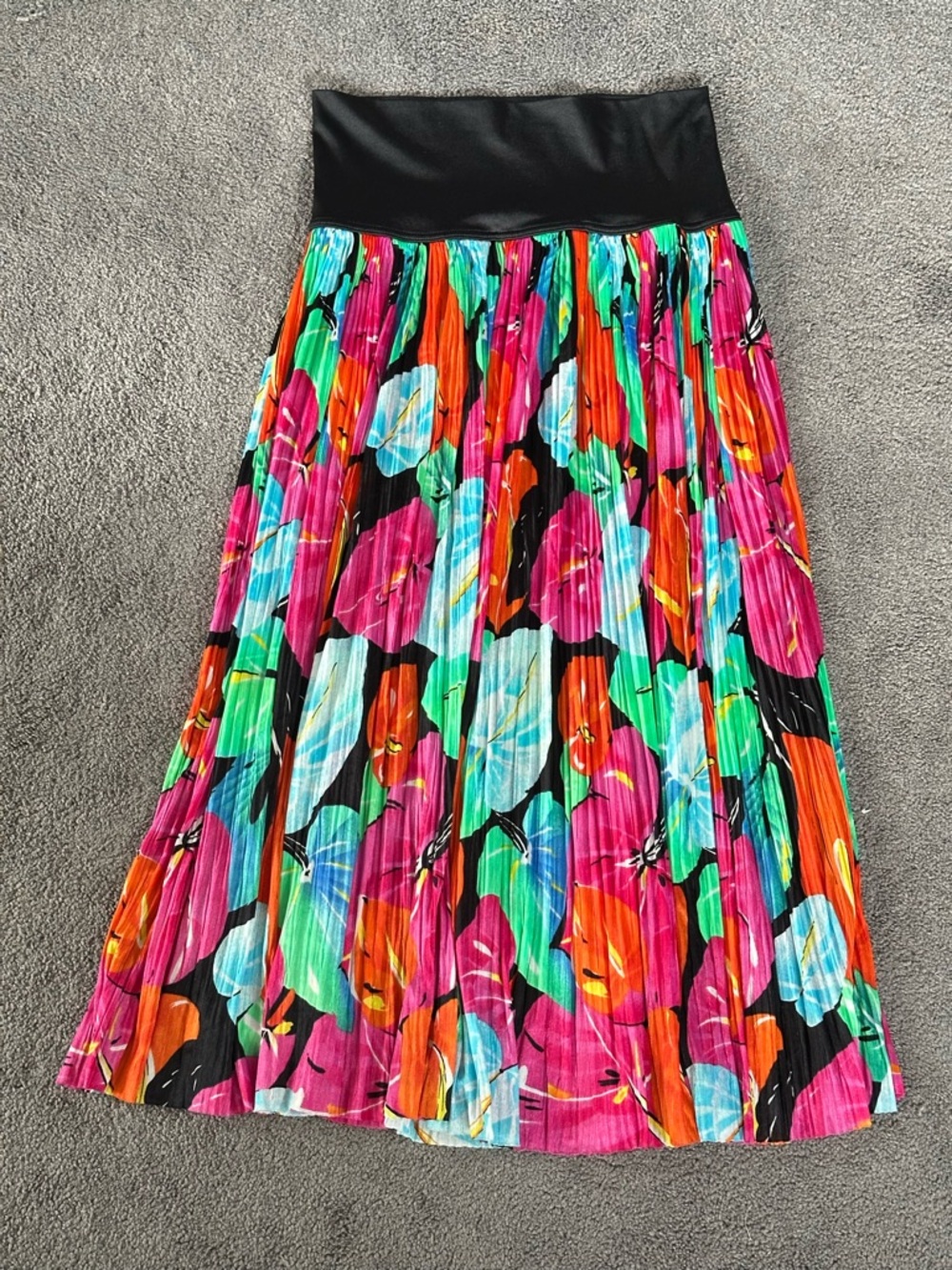 Vintage Maryan Stretchy Multicolor Midi Skirt Polyamide Tropical Gyaru Mcbling